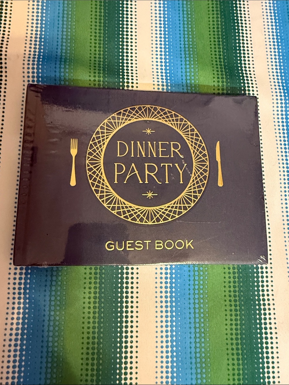 Insight Dinner Party Guest Book in navy and gold